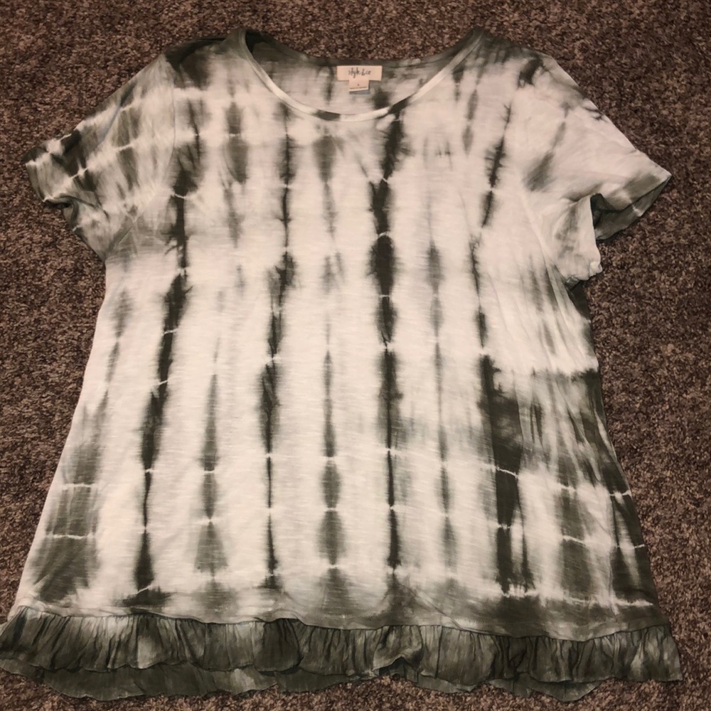 Style & Co. Green and White Tie Dye T-shirt